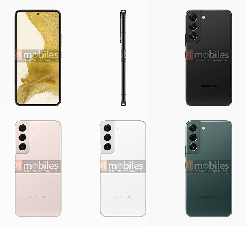 Рендеры возможных вариантов цветов Samsung Galaxy S22 от ресурса 91mobiles