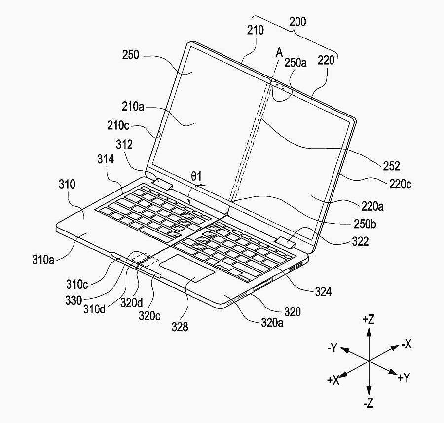 Патент складного ноутбука Samsung, который может складываться вдвое