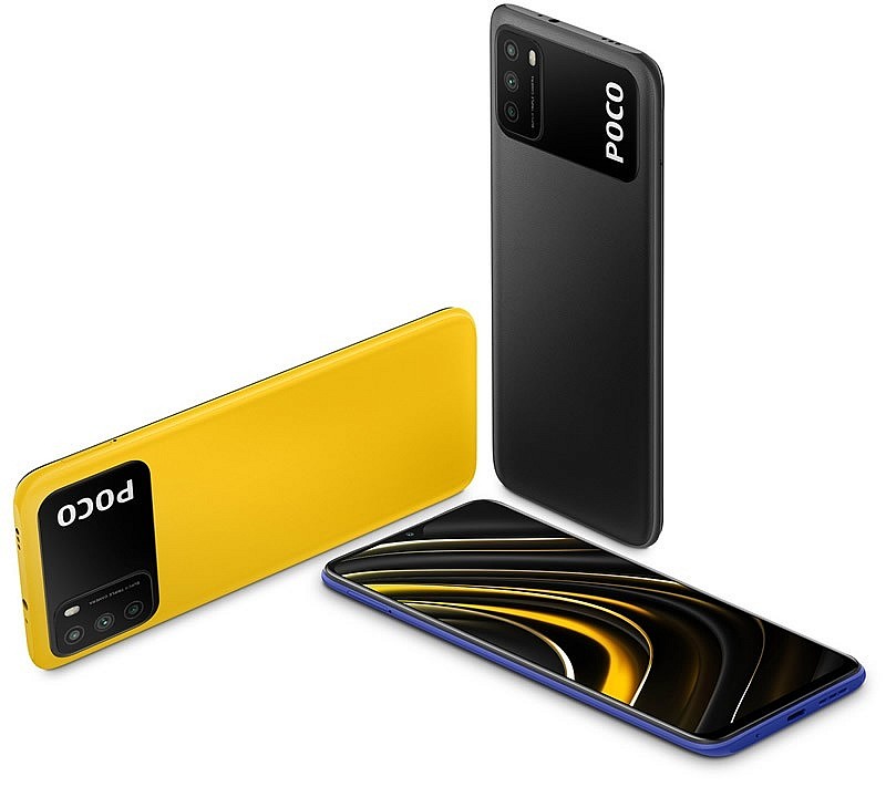 Доступные цвета Poco M3: черный, синий и желтый