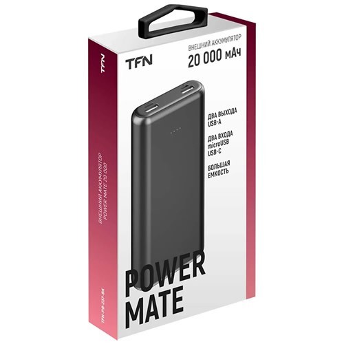 Внешний аккумулятор TFN Power Mate 20000 мА/ч (TFN-PB-237-BK) Black (Черный) EAC