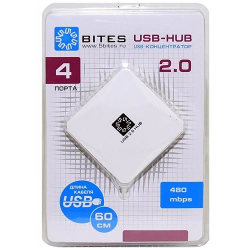 Концентратор USB 2.0 5bites HB24-202WH 4 ports White (Белый) Концентратор USB 2.0 5bites HB24-202WH 4 ports White (Белый)