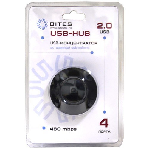 Концентратор USB 2.0 5bites HB24-206BK 4 ports Black (Черный) Концентратор USB 2.0 5bites HB24-206BK 4 ports Black (Черный)