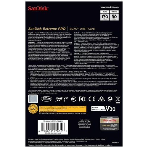 Карта памяти SanDisk SDXC Extreme Pro 256Gb (SDSDXXY-256G-GN4IN) Карта памяти SanDisk SDXC Extreme Pro 256Gb (SDSDXXY-256G-GN4IN)