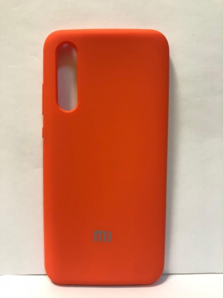 Силиконовая накладка для Xiaomi Mi 9 Lite с логотипом Mi (Оранжевая)