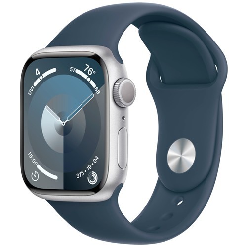 Умные часы Apple Watch Series 9 45 мм Silver Aluminium Case, Storm Blue Sport Band S/M