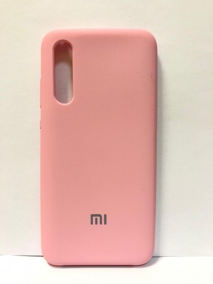 Силиконовая накладка для Xiaomi Mi 9 Lite с логотипом Mi (Розовая)