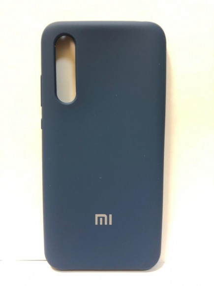 Силиконовая накладка для Xiaomi Mi 9 Lite с логотипом Mi (Темно-синяя)