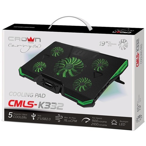 Охлаждающая подставка для ноутбука Crown CMLS-K332 Green (Зеленая) Охлаждающая подставка для ноутбука Crown CMLS-K332 Green (Зеленая)