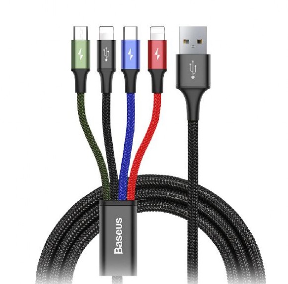Кабель Baseus Fast 4-in-1 Cable For lightning+Type-C(2)+Micro 3.5A 1.2M CA1T4-B01