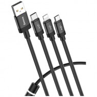 Кабель Baseus Data Faction 3 in 1 USB Cable For M+L+T 3.5A 1,2м CAMLT-PY01 Black (Черный) Кабель Baseus Data Faction 3 in 1 USB Cable For M+L+T 3.5A 1,2м CAMLT-PY01 Black (Черный)