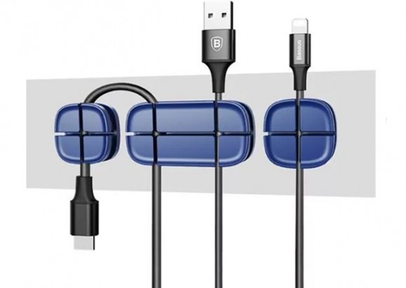 Держатель для проводов Baseus Cross Peas Cable Clip (Blue) ACTDJ-03