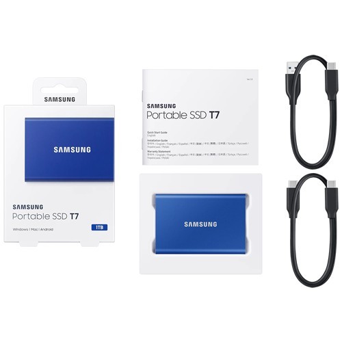 Внешний накопитель Samsung T7 SSD USB 3.2 1Tb Indigo Blue (Синий) MU-PC1T0H/WW Внешний накопитель Samsung T7 SSD USB 3.2 1Tb Indigo Blue (Синий) MU-PC1T0H/WW