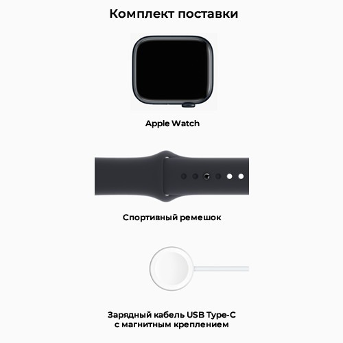 Умные часы Apple Watch Series 8 41 мм Midnight Aluminium Case, Midnight Sport Band S/M