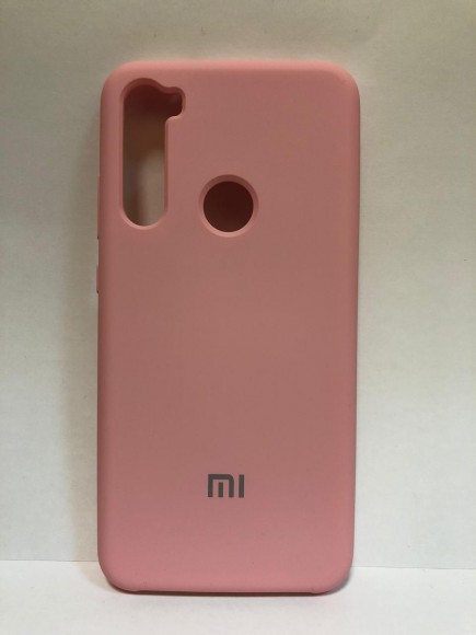 Силиконовая накладка для Xiaomi redmi Note 8 (с логотипом MI светло-розовая)
