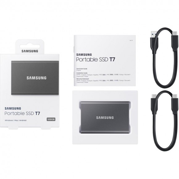 Внешний накопитель Samsung T7 SSD USB 3.2 500Gb Titan Grey (Серый титан) MU-PC500T/WW Внешний накопитель Samsung T7 SSD USB 3.2 500Gb Titan Grey (Серый титан) MU-PC500T/WW