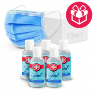 Набор Антисептик для рук Lafitel (Лафитель) 50мл.- 5шт и 10 масок в подарок