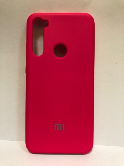 Силиконовая накладка для Xiaomi redmi Note 8 (с логотипом MI ярко-розовая)