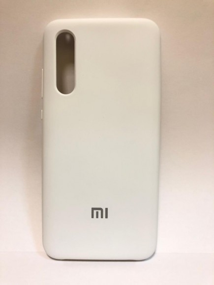 Силиконовая накладка для Xiaomi Mi 9 Lite с логотипом Mi (Белая)