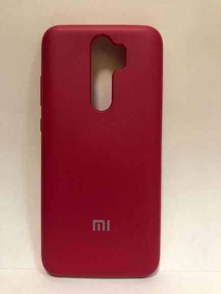 Силиконовая накладка для Xiaomi redmi Note 8 Pro (с логотипом MI малиновый)