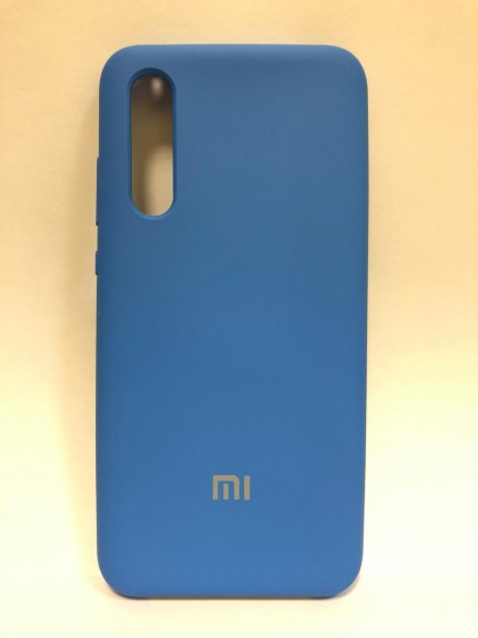 Силиконовая накладка для Xiaomi Mi 9 Lite с логотипом Mi (Синяя)