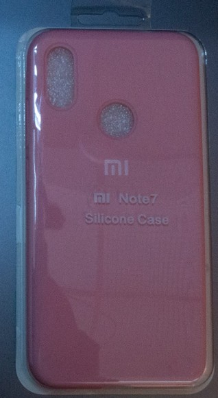 Чехол накладка с логотипом для Xiaomi redmi Note 7 розовая