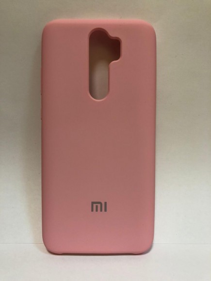 Силиконовая накладка для Xiaomi redmi Note 8 Pro (с логотипом MI светло-розовая)