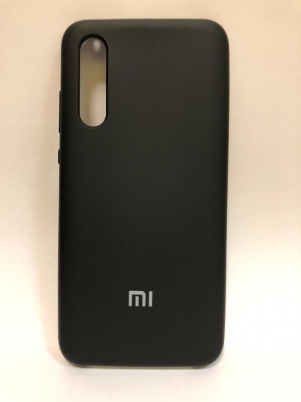 Силиконовая накладка для Xiaomi Mi 9 Lite с логотипом Mi (Черная)