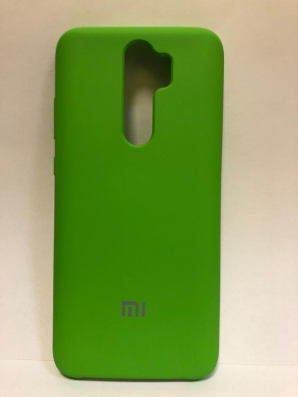 Силиконовая накладка для Xiaomi redmi Note 8 Pro (с логотипом MI ярко-зелёный)