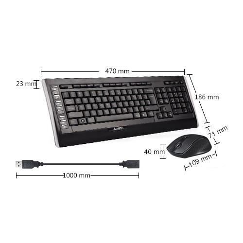 Комплект беспроводной A4Tech 9300F USB Black (Черный) Комплект беспроводной A4Tech 9300F USB Black (Черный)