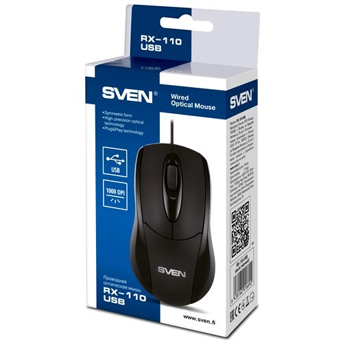 Проводная мышь SVEN RX-110 PS/ 2 оптическая Black (Черная) Проводная мышь SVEN RX-110 PS/ 2 оптическая Black (Черная)