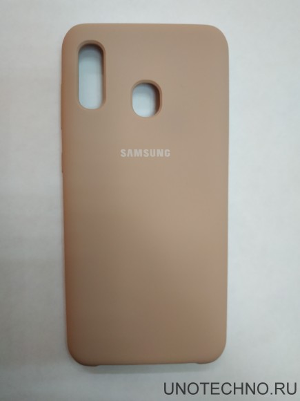 Силиконовая накладка для Samsung Galaxy A20 (Бежевая)