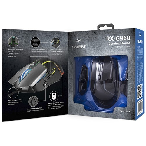 Проводная мышь SVEN RX-G960 USB оптическая Black (Черная) Проводная мышь SVEN RX-G960 USB оптическая Black (Черная)