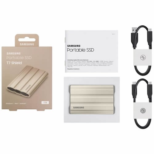 Внешний накопитель Samsung T7 Shield SSD USB 3.2 1Tb Beige (Бежевый) MU-PE1T0K/WW Внешний накопитель Samsung T7 Shield SSD USB 3.2 1Tb Beige (Бежевый) MU-PE1T0K/WW