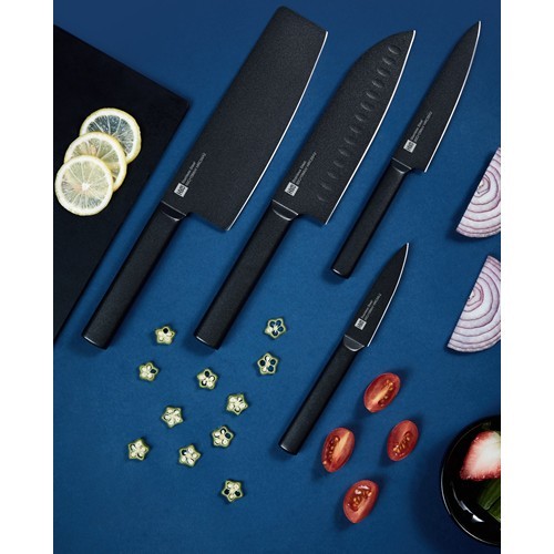 Набор ножей HuoHou HU0076 4шт с подставкой Black (Черный)