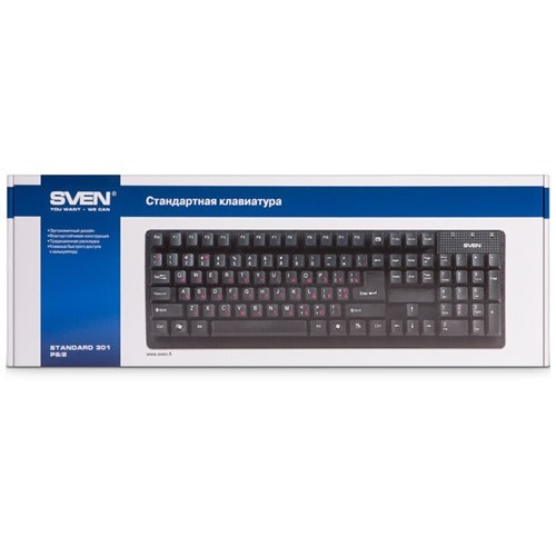 Клавиатура SVEN 301 Standard USB Black (Черная) EAC Клавиатура SVEN 301 Standard USB Black (Черная) EAC