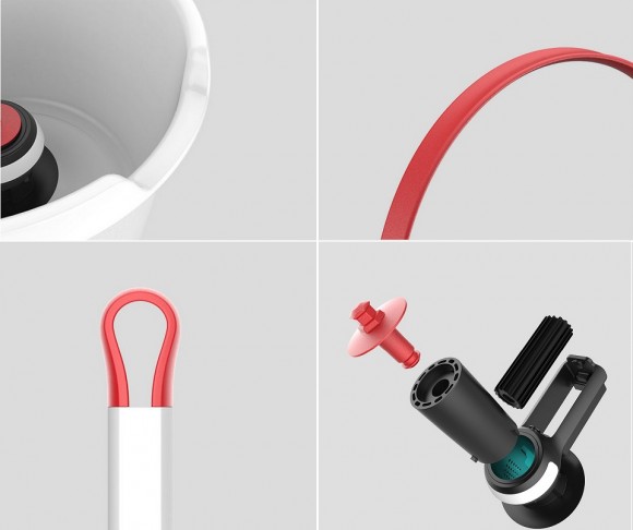 Вращающаяся швабра Yijie 4 pcs. White/Red (Белый/Красный) Вращающаяся швабра Yijie 4 pcs. White/Red (Белый/Красный)