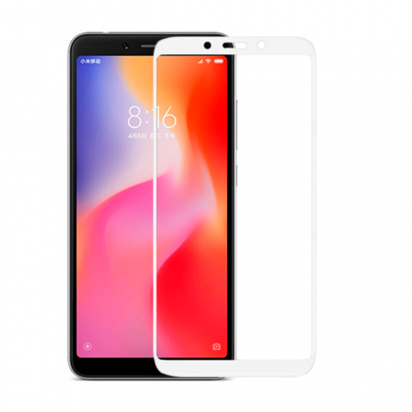 Защитное стекло для Xiaomi Redmi 6A 5D Белое