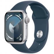 Умные часы Apple Watch Series 9 41 мм Silver Aluminium Case, Storm Blue Sport Band M/L Умные часы Apple Watch Series 9 41 мм Silver Aluminium Case, Storm Blue Sport Band M/L