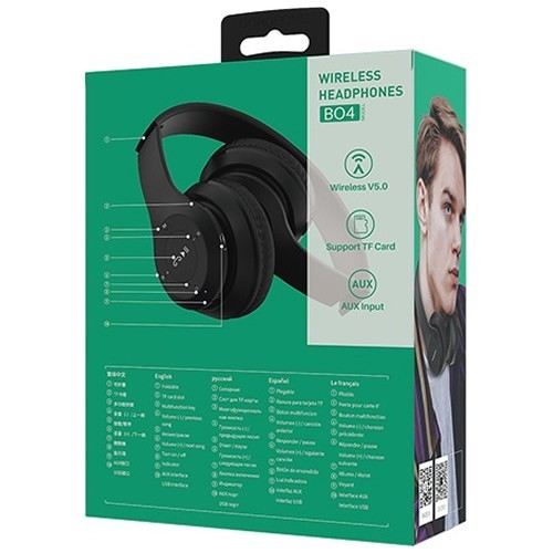 Беспроводные накладные наушники Borofone BO4 Charming Rhyme Black (Черный)
