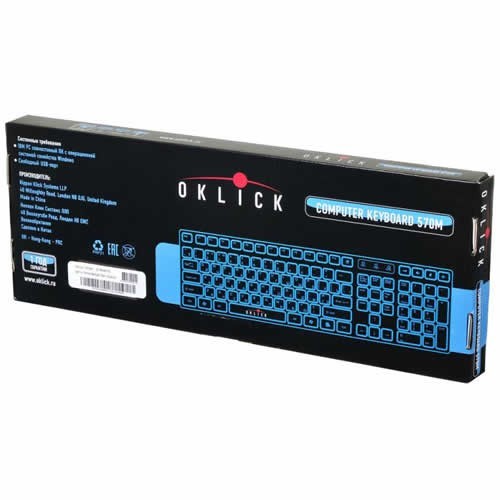 Клавиатура Oklick 570M Slim USB Black (Черный) EAC Клавиатура Oklick 570M Slim USB Black (Черный) EAC