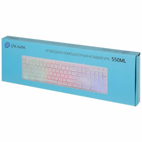Клавиатура Oklick 550ML Slim Multimedia LED USB White (Белая) Клавиатура Oklick 550ML Slim Multimedia LED USB White (Белая)