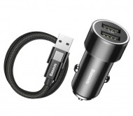 Автомобильное зарядное устройство Baseus Small Screw 3.4A Dual-USB iP Type-C (Black) TZXLD-B01
