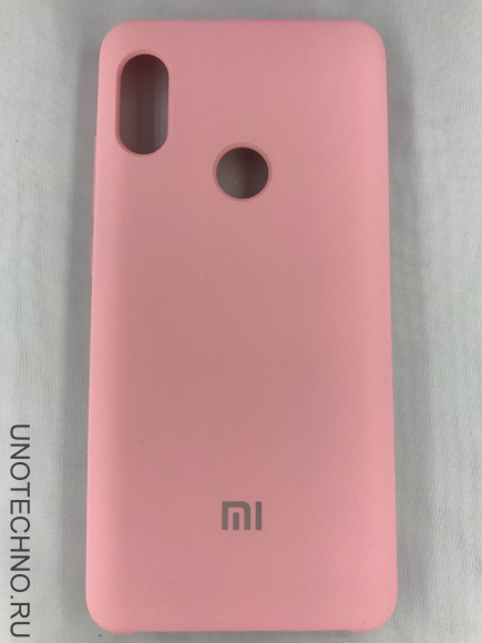Чехол накладка с логотипом Mi для Xiaomi redmi Note 6 Pro Розовая