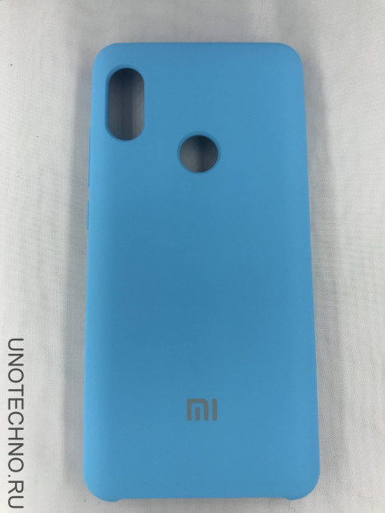Чехол накладка с логотипом Mi для Xiaomi redmi Note 6 Pro Голубая