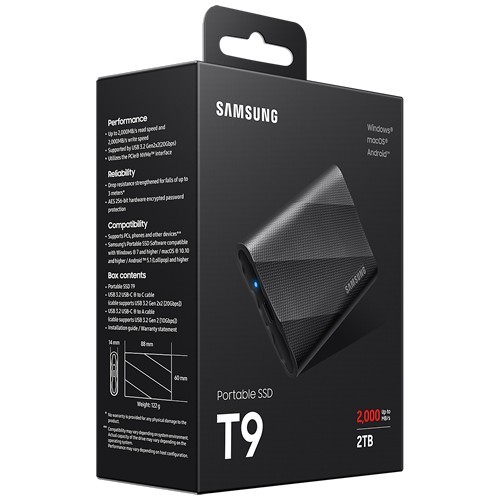 Внешний накопитель Samsung T9 SSD USB 3.2 2Tb Black (Черный) MU-PG2T0B/WW Внешний накопитель Samsung T9 SSD USB 3.2 2Tb Black (Черный) MU-PG2T0B/WW