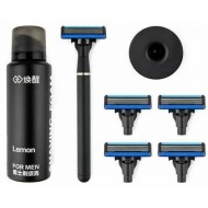 Набор Xiaomi: подставка, бритвенный станок Mijia Lemon Razor H-600, пена для бритья