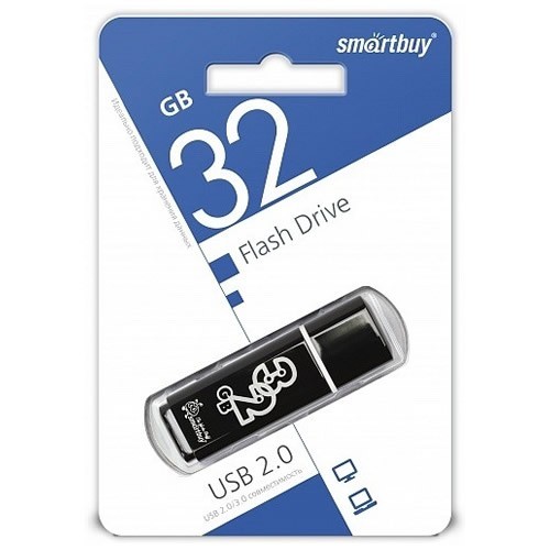 Флешка SmartBuy Glossy USB 2.0 32Gb Black (Смолистый черный)