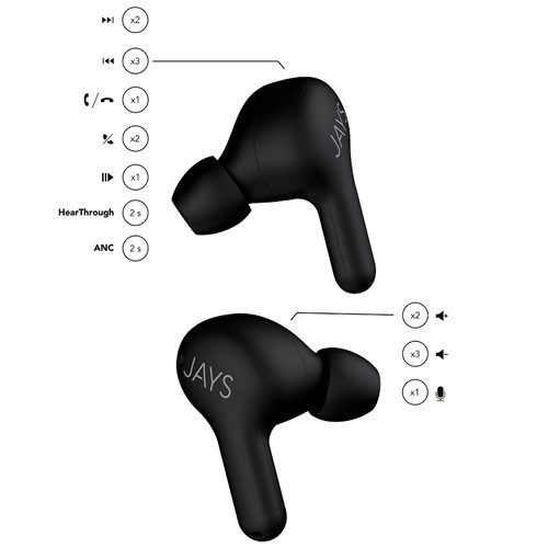 Беспроводные наушники Jays t-Seven True Wireless Black (Черный) EAC Беспроводные наушники Jays t-Seven True Wireless Black (Черный) EAC