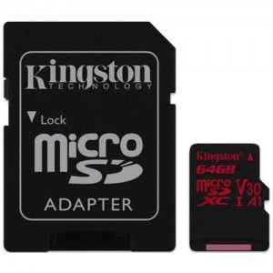 Карта памяти Kingston microSDXC 64Gb Class 10 UHS-I U3 Canvas React (SDCR/64Gb)  (6934)